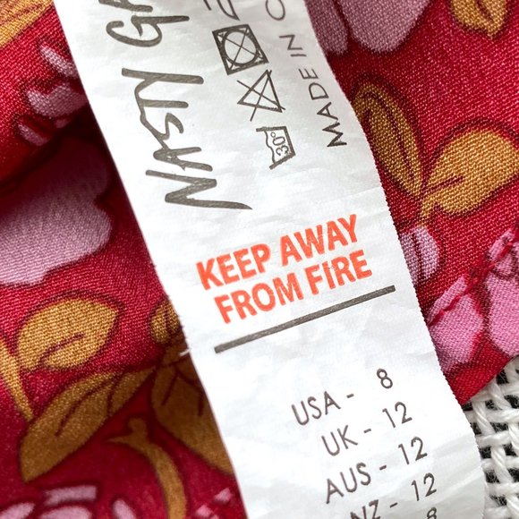 RedFloral Babydoll Minidress | NASTY GAL | Long Sleeve Fall Dress | Size 8 Dress - Picture 9 of 10